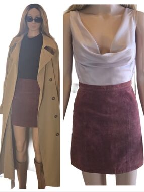 Gorgeous SUEDE Jay Jacobs Winlit mini skirt in a rich burgundy/plum shade. EUC